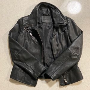 AllSaints Belvedere Black Leather Jacket | US 8